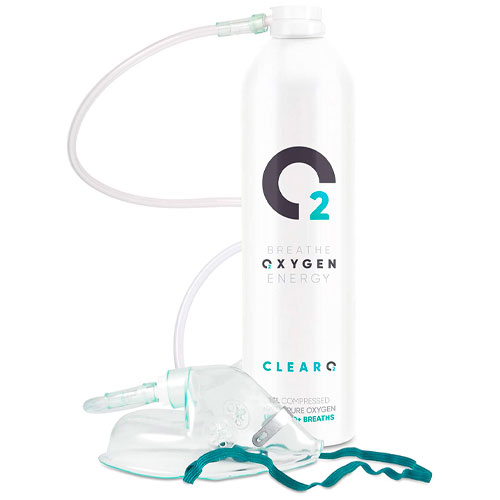 ClearO2 - Lata de oxígeno para respiración con máscara y tubo (15 L)