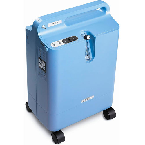 Philips Respironics Everflo - Concentrador de oxígeno (350 W, 0.5-5 l/min, 5.5 PSI), color azul claro everflo concentrador de oxígeno